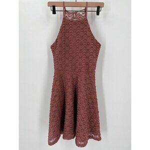 Charlotte Russe Lace Halter Dress Size Large Rose Color Lined Open Back Junior